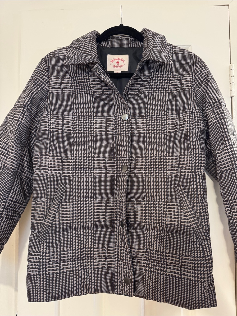 Brooks Brothers Black and White Plaid Pea Coat